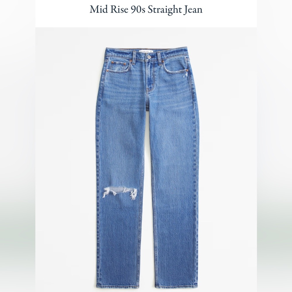 Abercrombie and Fitch midrise 90s straight jeans size 27 L. With knee slash